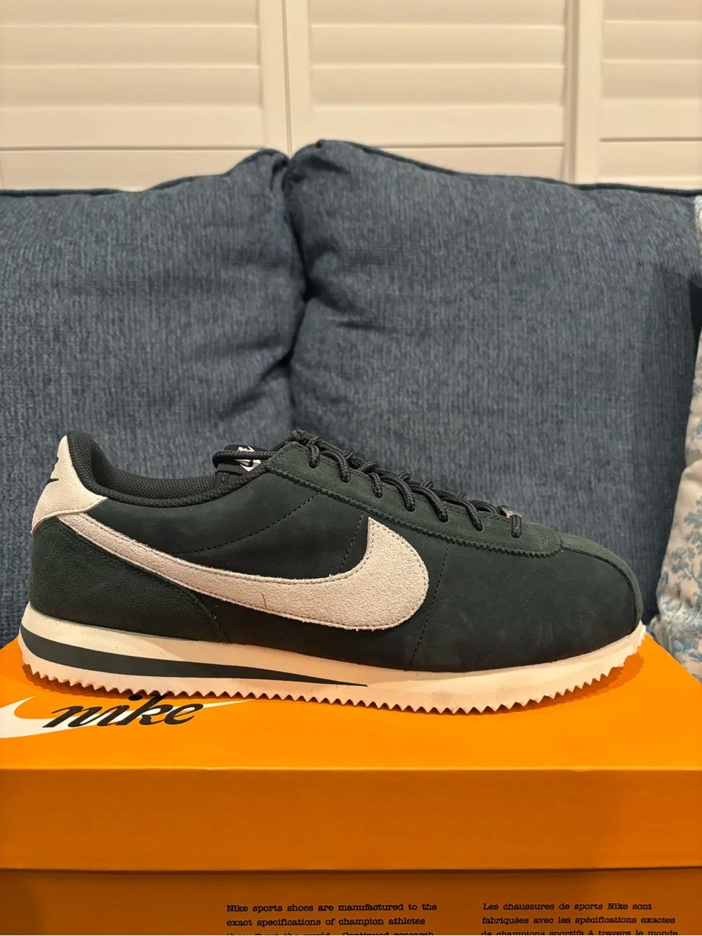 Nike Cortez Men's Low-Top Sneaker in Dark Green with Cream Swoosh
